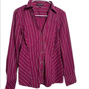 Express Design Studio pink and white striped button down shirt size L